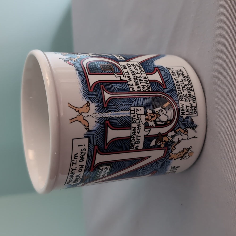 Vintage Rare 1986 Peter Treasure Master Nurse Comic Cartoon Coffee Mug 12 Fl Oz